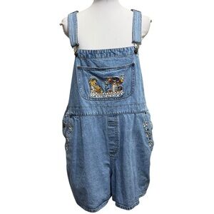 Vintage Disney Y2K Winnie the Pooh embroidered overall shorts Sz XL